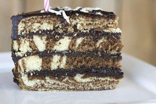 Chocolate Vanilla Swirl Layer Cake