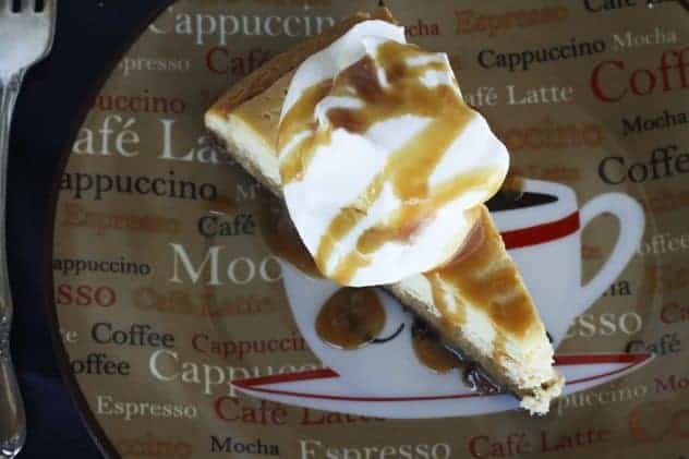 Layered Pumpkin Pie Cheesecake with Salted Caramel