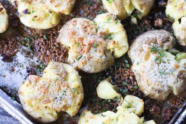 Cheddar and Chive Crash Hot Potatoes