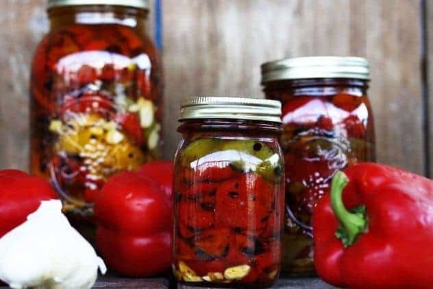 Roasted Red Peppers in Garlic Olive Oil