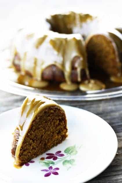 Pumpkin Cake with Maple Frosting and Apple Cider Caramel