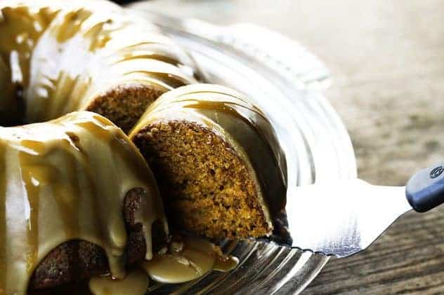 Pumpkin Spice Cake with Maple Glaze and Cider Caramel 3