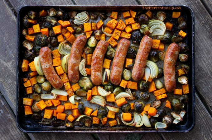 Roasted Fall Vegetables and Italian Sausage Sheet Pan Meal from foodiewithfamily.com