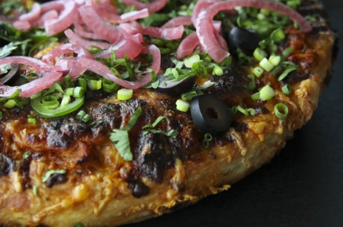 Trashed Up Barbecue Turkey Pizza for turkey leftovers at foodiewithfamily.com