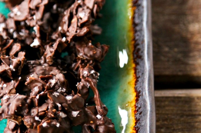 Spicy Chocolate Coconut Clusters; dark chocolate, toasted coconut, sea salt, and a wee bit of fire from foodiewithfamily.com