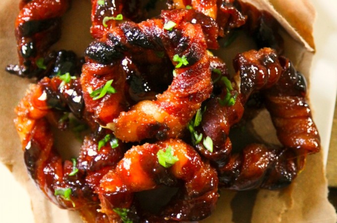 Easy Bacon Wrapped Onion Rings from foodiewithfamily.com