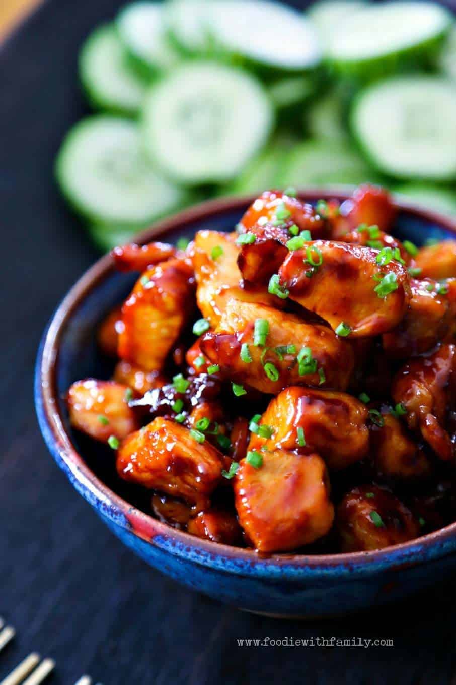 Honey Sriracha Glazed Chicken Bites {Foodie with Family}