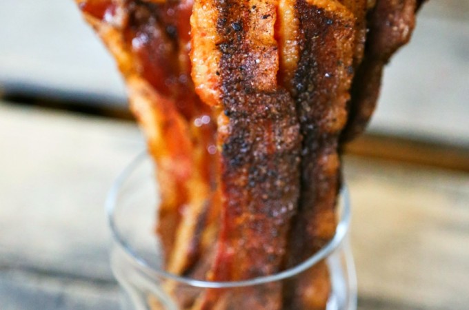 Jerk seasoned bacon for topping salads and sandwiches or soups from foodiewithfamily.com