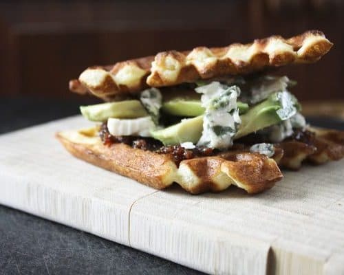Bacon Jam Avocado And Gorgonzola Waffle Sandwiches