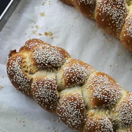 Sesame Semolina Braided Bread from foodiewithfamily.com