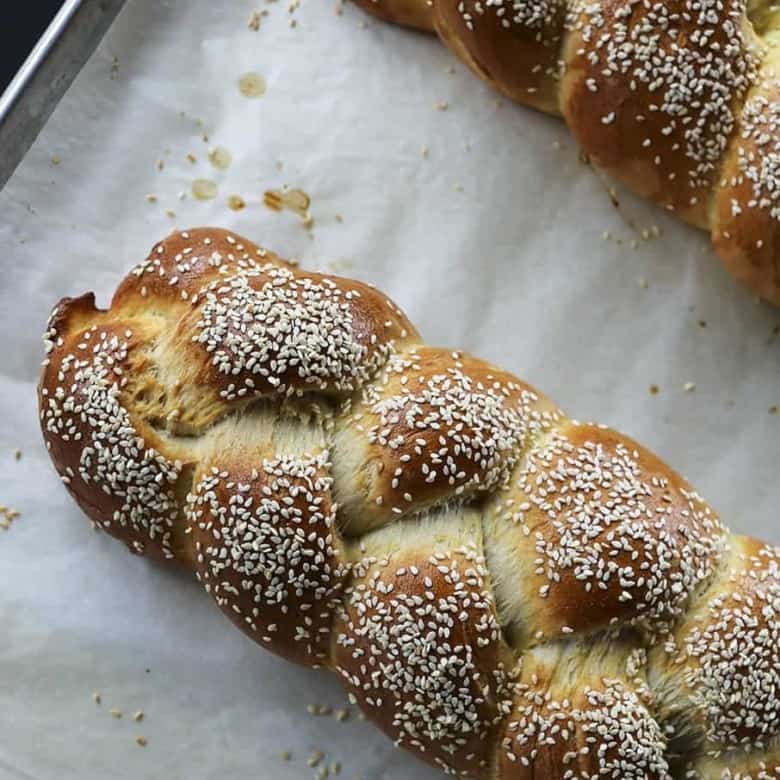 Sesame Semolina Braided Bread from foodiewithfamily.com