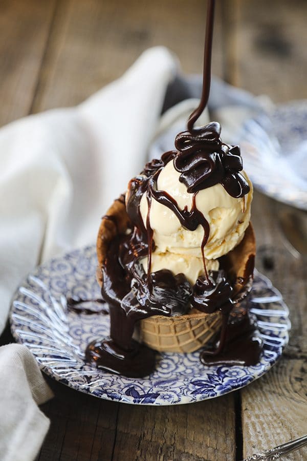 Grandma Val's Hot Fudge Sauce: caramel like ribbons of deep, rich, chocolatey fudge for the ultimate ice cream indulgence!