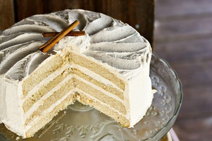 Snickerdoodle Cake with Brown Sugar Buttercream from foodiewithfamily.com