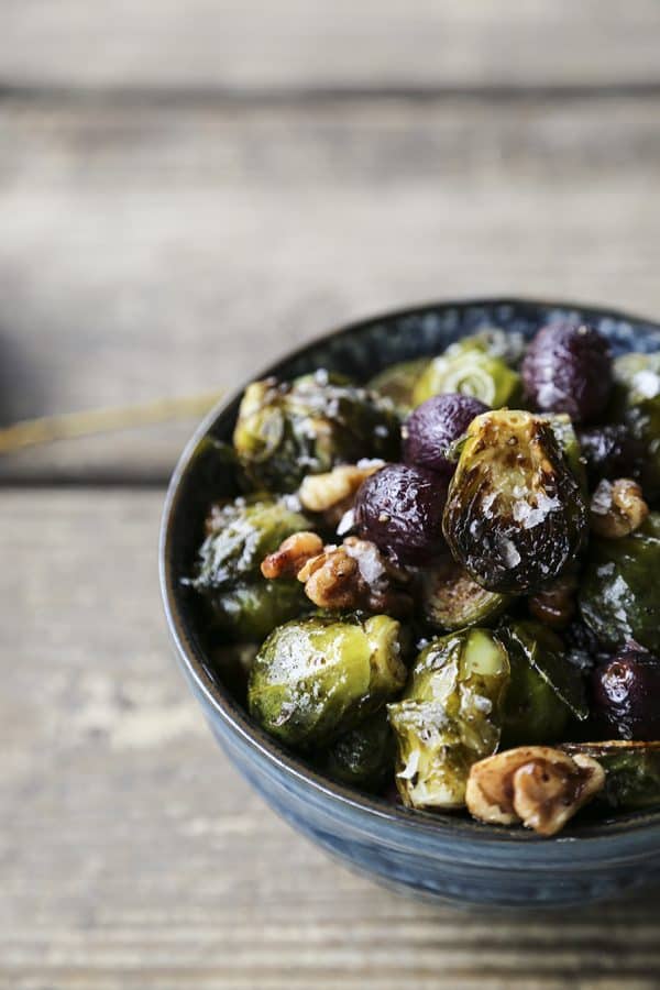 Roasted Brussels Sprouts with Grapes and Walnuts from foodiewithfamily.com
