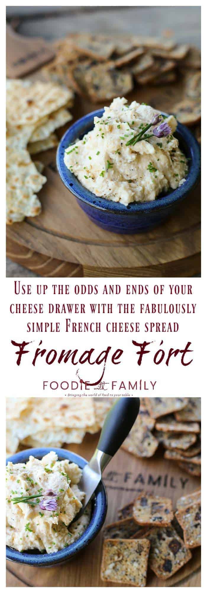 Fromage Fort is a thrifty but fabulous French solution to odds and ends of cheese in your refrigerator. It's as easy as throwing a bunch of grated cheese, a little garlic, and a splash of white wine in a food processor!