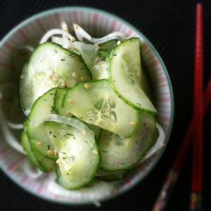 Asian Marinated Cucumber Salad: This delicate, fresh, vibrant, crisp, marinated cucumber salad is the perfect accompaniment to seafood, chicken and pork dishes.