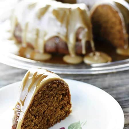 Pumpkin spice Cake with Maple Glaze and Cider Caramel