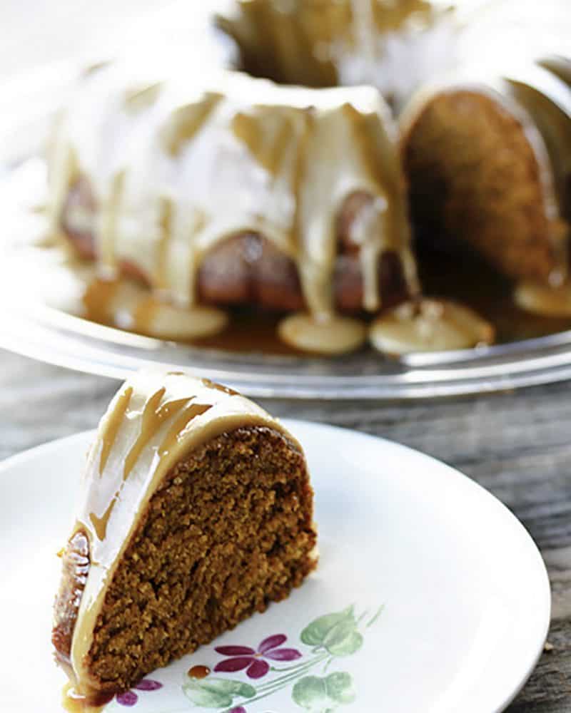 Pumpkin spice Cake with Maple Glaze and Cider Caramel