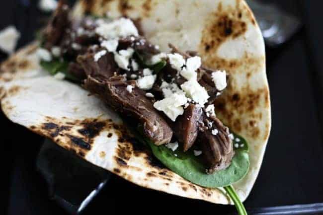 Slow-Cooker Garlic Lamb in Greek Tacos from Foodie with Family