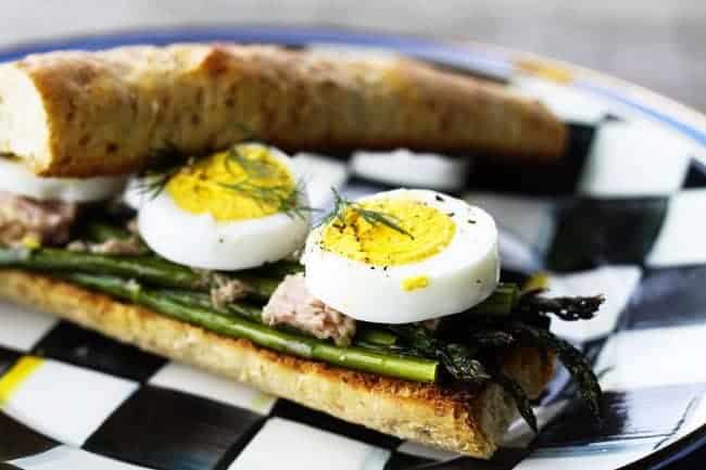 Roasted Asparagus Tuna and Egg Sandwich