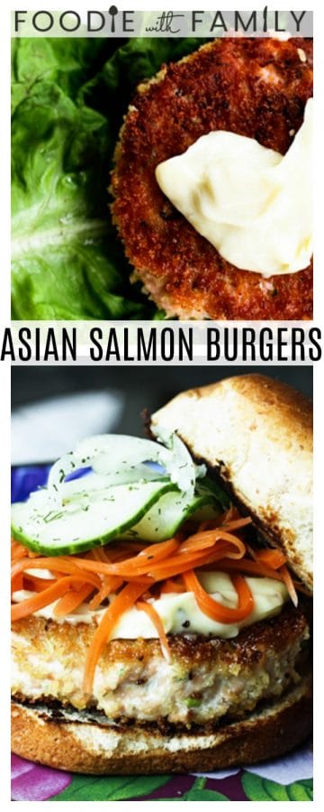 Crunchy, flavourful, Asian Salmon Burgers with a hint of ginger and scallion in them are as easy to make as they are delicious. Topped with a dollop of Wasabi Mayonnaise that can be as mild or as wake-you-up as you wish, and served on a toasted bun or lettuce leaf (for an even more waist-line friendly option) these are a surefire crowd pleaser and a wonderful addition to your Memorial Day fare.