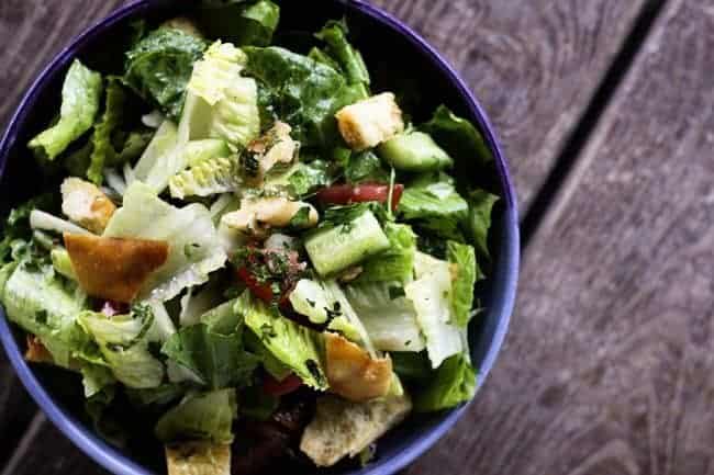 Fattoush (Crumbled Pita Chip Salad) | www.foodiewithfamily.com