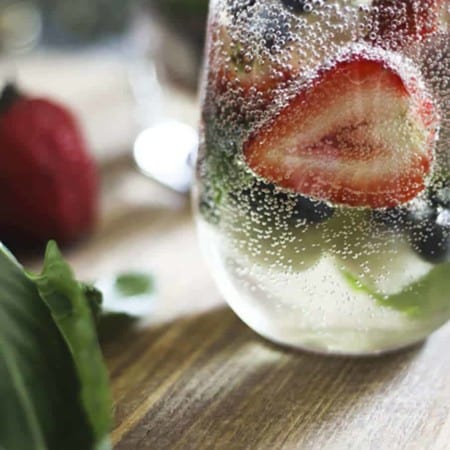 Mixed Berry Sangria-by-the-Glass. No need for a whole pitcher if you want a single glass! from foodiewithfamily.com