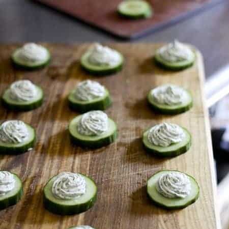 Cucumbers with Herbed Cream Cheese | www.foodiewithfamily.com