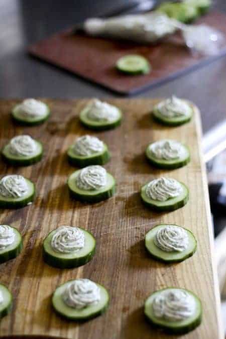Cucumbers with Herbed Cream Cheese | www.foodiewithfamily.com