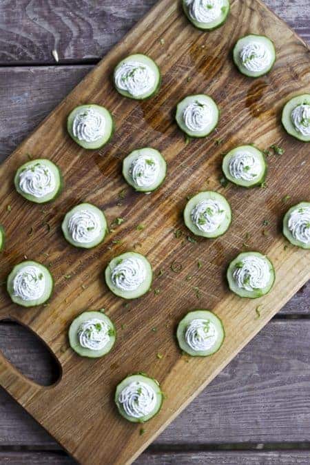 Cucumbers with Herbed Cream Cheese | www.foodiewithfamily.com