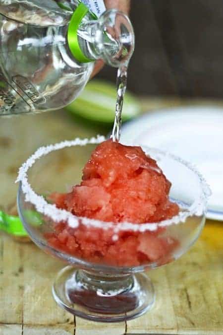 Watermelon Lime Sorbet and Frozen Margaritas | www.foodiewithfamily.com