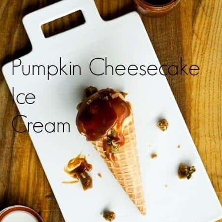 Pumpkin Cheesecake Ice Cream with Salted Caramel and Pepita Brittle | www.foodiewithfamily.com