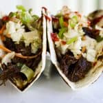 Slow Cooker Korean Beef Tacos for Make Ahead Mondays on www.foodiewithfamily.com