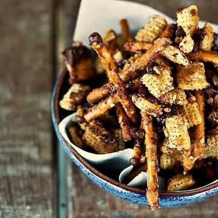 Heath Bar Crunch Chex Mix at www.foodiewithfamily.com