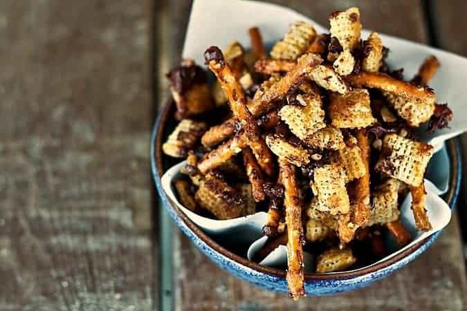 Heath Bar Crunch Chex Mix at www.foodiewithfamily.com