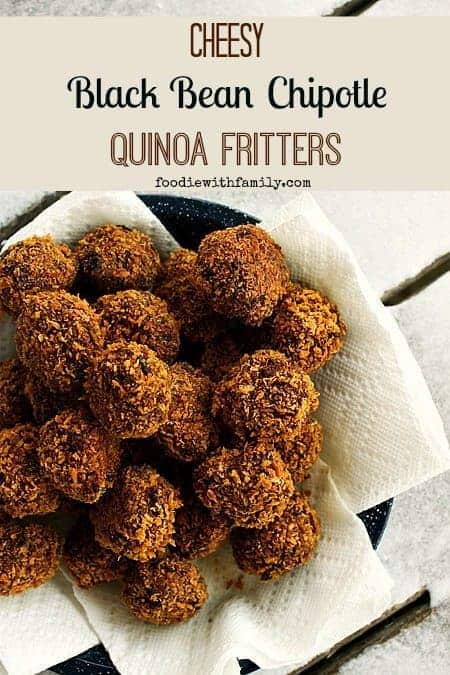 Cheesy Black Bean Chipotle Quinoa Fritters #Superbowlsnacks #Vegetarian