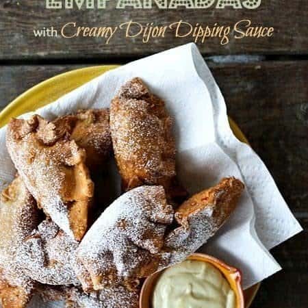 Monte Cristo Empanadas with Creamy Dijon Dipping Sauce #Superbowlsnacks #Superbowl #DudeFoodWeek