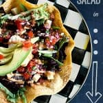 Mega Taco Salad in Cool Ranched Baked Tortilla Salad Bowls foodiewithfamily.com #Salad