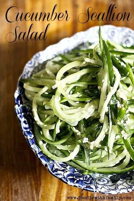 Cucumber Scallion Salad {5 Minute Recipe} foodiewithfamily.com