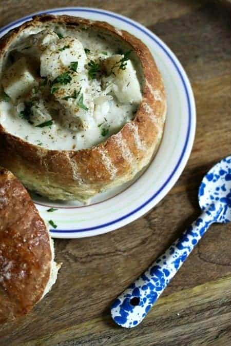 Fish Chowder made with Cod and Dill foodiewithfamily.com #chowder #soup #Lent