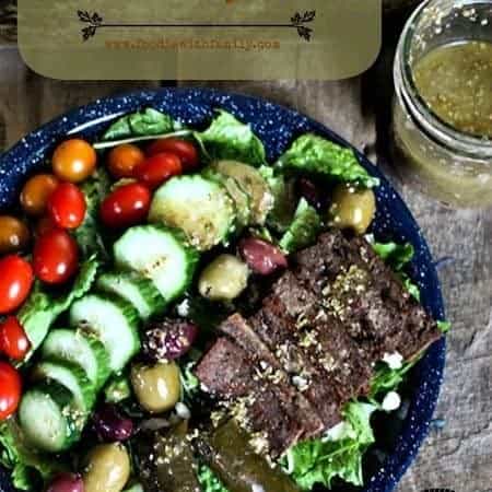 Greek Gyro Salad Plate like your favourite restaurant but at home. #restaurantDIY #mediterraneanfood