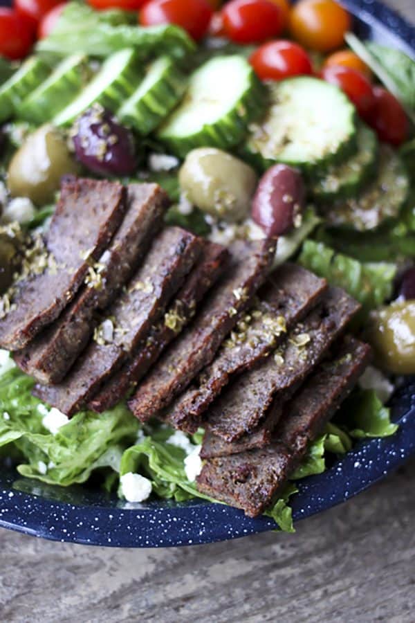 Greek Gyro Salad Plate from foodiewithfamily.com