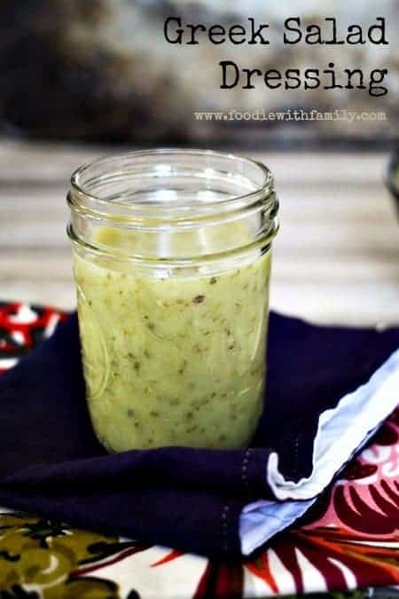 Greek Salad Dressing from foodiewithfamily.com #Lemon #Garlic #Oregano #OliveOil
