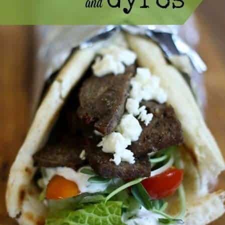 Homemade Gyro Meat and Gyros: just like take-out. Make a big batch and freeze it for gyros whenever you want. #greekfood #restaurantdiy