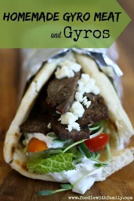 Homemade Gyro Meat and Gyros: just like take-out. Make a big batch and freeze it for gyros whenever you want. #greekfood #restaurantdiy