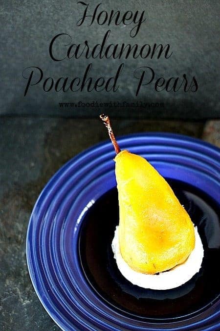 Honey Cardamom Poached Pears on Mascarpone #dessert #healthydessert