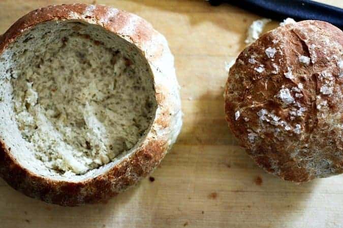 Onion, Dill, Sour Cream Bread Bowls or Mini Boule Loaves foodiewithfamily.com #artisanbread #homemadebread