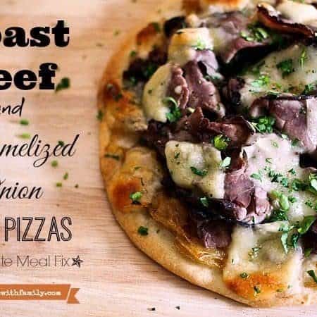 Roast Beef Caramelized Onion Naan Pizzas 10 Minute Meal Fix from foodiewithfamily.com