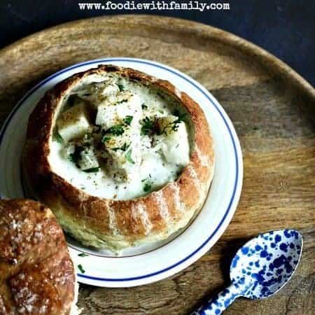 Fish Chowder made with Cod and Dill foodiewithfamily.com #chowder #soup #Lent