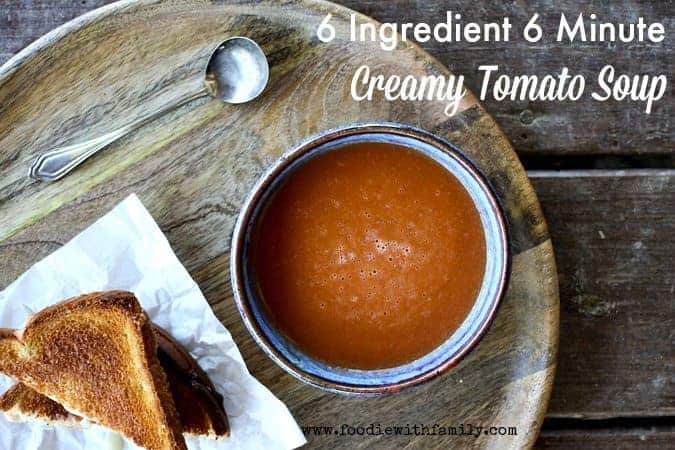 6 Ingredient 6 Minute Tomato Soup {made in a blender} from foodiewithfamily.com